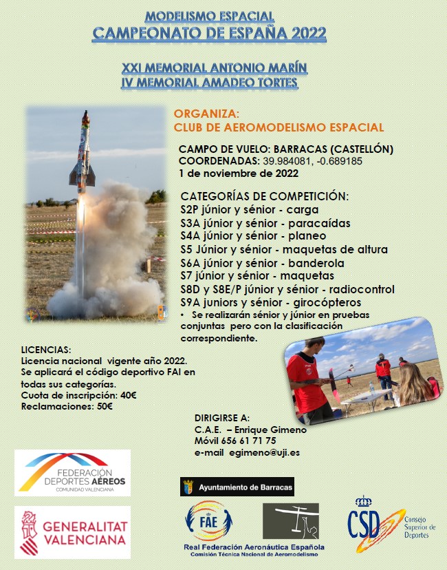 CARTEL CTO. ESPAÑA MODELISMO ESPACIAL 2022