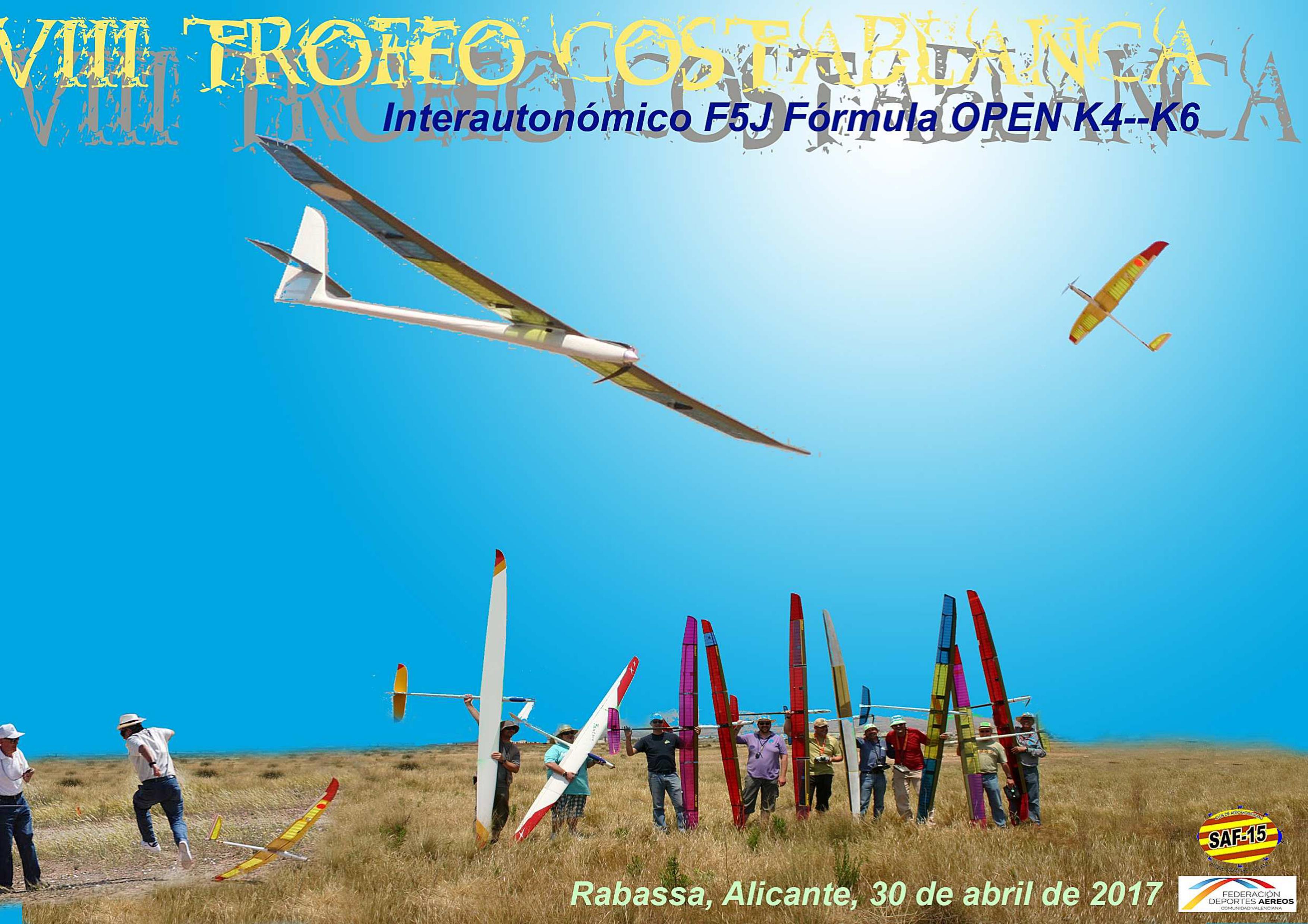 Cartel Convocatoria VIII Trofeo Costa Blanca F5J 2017 SAF 15